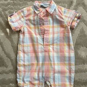 Janie & Jack Plaid Short Sleeve Baby Romper